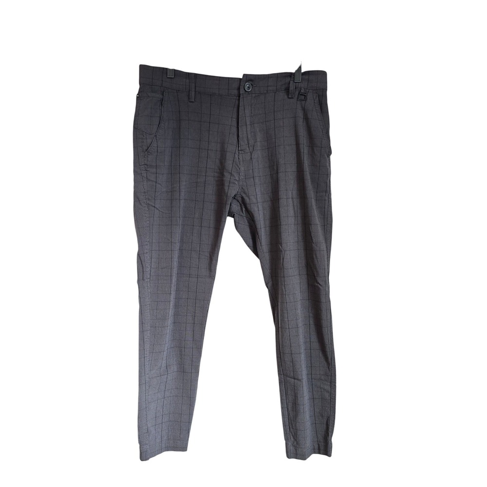 PROJEK RAW Mens Gray Plaid Jogger Pants, Size 38, Stretch,‎ Casual, Modern